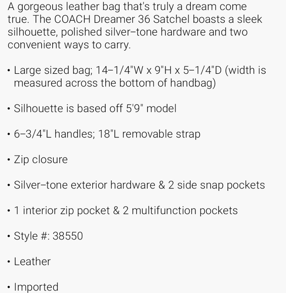 Coach Dreamer 36 Satchel in Polished Pebble Leathe - Picture 6 of 6